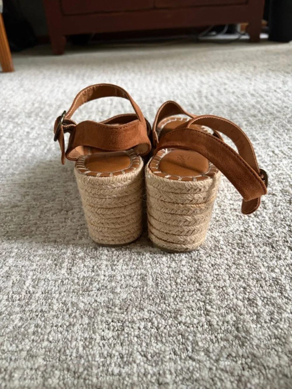 Universal Thread Morgan Cognac Brown Espadrille Wedge Sandal-Size 7